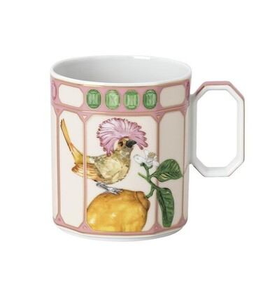 Кухоль з ручкою 0,39 л Королівська мухоловка в рожевій рамці, IDYLLIA Swarovski x Rosenthal