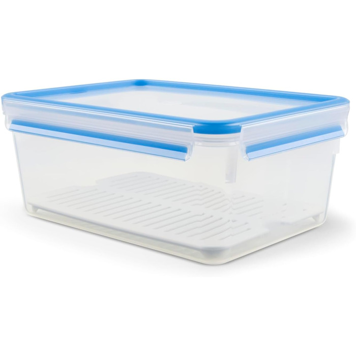 Набір контейнерів для зберігання продуктів EMSA Clip & Close, прямокутні, 5 x 0,8 л, коробки для зберігання, 100 герметичні, придатні для миття в посудомийній машині, морозильної камери та мікрохвильової печі, прозорі, сині, зроблені в Німеччині, N10307 (