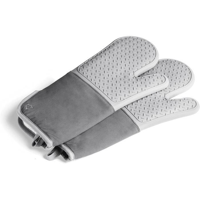 Набор 2 шт. Силикон и хлопок, термостойкий (прихватки, серый)