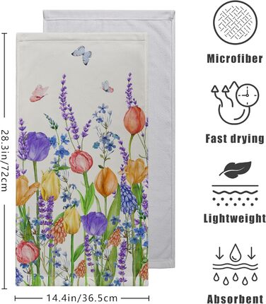 Різдвяні кухонні рушники Kwlegh, рушник для рук, різдвяна ялинка, цукерка-тростина, сніжинка, рушник для пальців, набір з 2 шт. , милий чоловічий банний рушник, високопоглинаючі рушники, 36 x (тюльпан і лаванда)