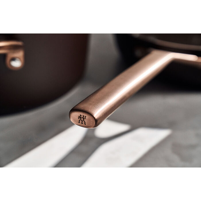 Сковорода вок 30 см зі скляною кришкою, коричнева Milano Zwilling