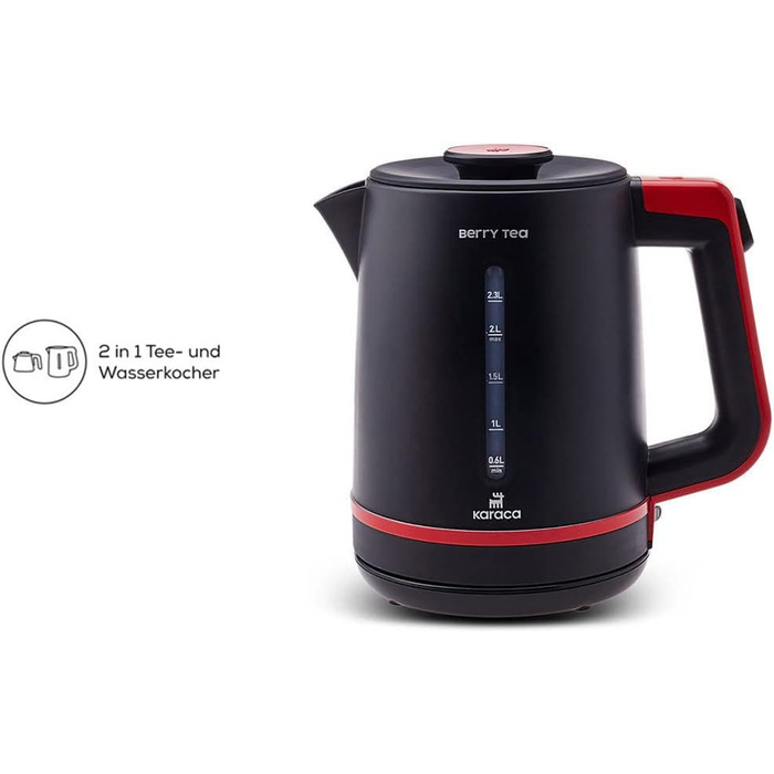 Вт зі сталевим чайником і чайником, чайником, турецьким чайником, турецьким традиційним чаєм (Tek Ebat, червоний), 1700