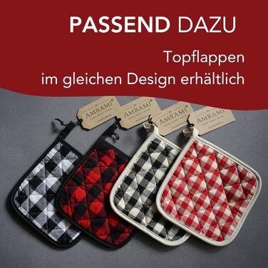 Набір з 2 рукавичок для духовки 14 х 17 см, червоно-чорні в клітинку AMRAMI