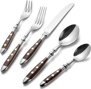 Набір столових приладів на 6 персон, 30 предметів, коричневий Alata