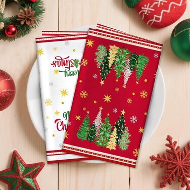 Набор из 2 рождественских кухонных полотенец 60 x 40 см Рождественские елки Arquiel