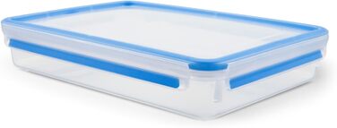 Набір контейнерів для зберігання продуктів EMSA Clip & Close, прямокутні, 5 x 0,8 л, коробки для зберігання, 100 герметичні, придатні для миття в посудомийній машині, морозильної камери та мікрохвильової печі, прозорі, сині, зроблені в Німеччині, N10307 (