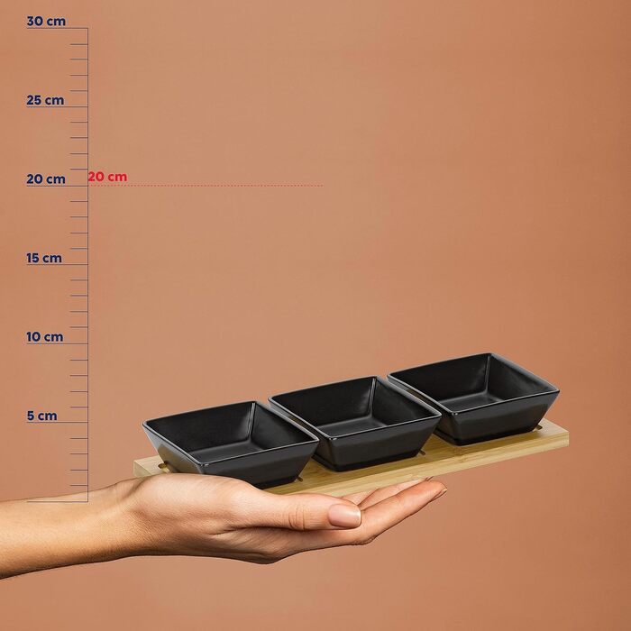 Набір мисок kela Philipa, 4 предмети, порцеляна, білий, основа з бамбука, квадрат, 12261