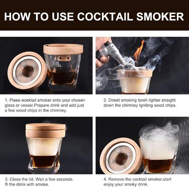 Набір для копчення коктейлів, 4 смаки, 8 предметів Ruiqas