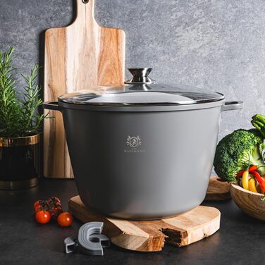 Набір посуду для індукційної плити KARL HAUSMANN, 2 предмети - 610 л - Набір посуду з покриттям - Каструлі з литого алюмінію з кришками - Каструлі з антипригарним покриттям для всіх плит, включаючи індукційні - Набір посуду - Каструля для тушкування (614 