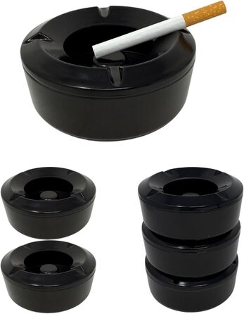 Пепельница 6 шт 10,5 см черная Generisch