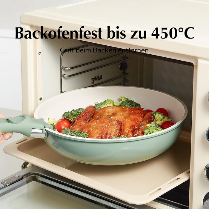 Набор посуды с крышкой и съемной ручкой, 5 предметов, зеленый Redchef