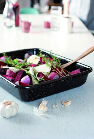 Форма для запікання емальована прямокутна 24,8 х 20 см, чорна Riess