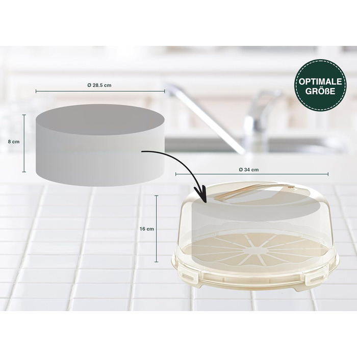 Коробка для транспортировки торта с крышкой, капюшоном и ручкой. Коробка для хранения, контейнер для торта, тарелка для торта, контейнер для торта, коробка для торта, тарелка для торта, начинка для торта, колокольчик для торта - (крем, круглый)