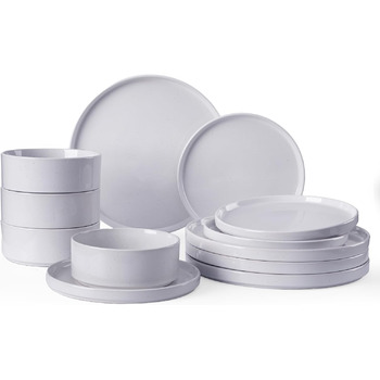 Набір посуду Richmount Nebula для 6 осіб, набір тарілок та мисок із 18 предметів, набір посуду з крапчастої кераміки, можна мити в мікрохвильовій печі та посудомийній машині, сервірування Nebula для 6 осіб (світло-сірий, сервірування Nebula для 4 осіб)