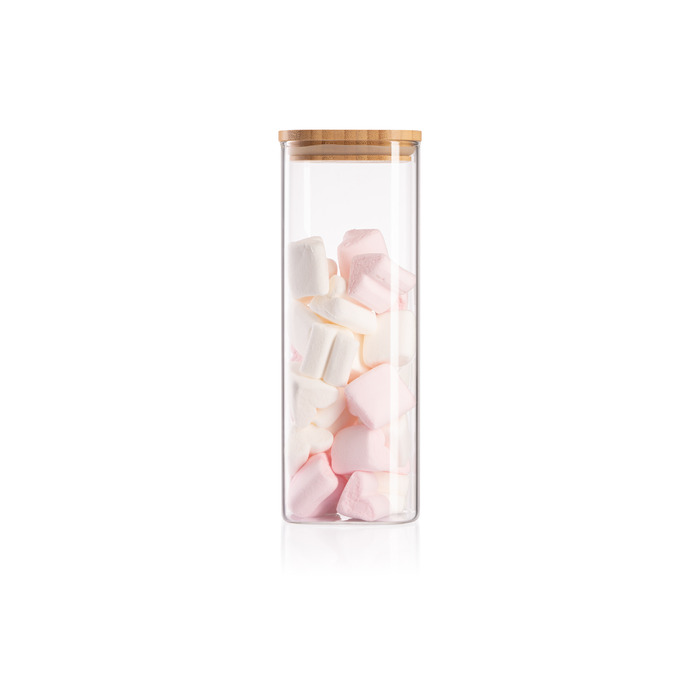 ARDESTO Midori Банка для хранения, 1000 мл, стекло, бамбук, квадратный, прозрачный