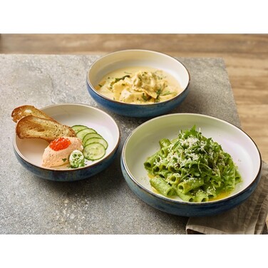 Тарілка глибока двокольорова Coupe 20хh 5 см, 900 мл, Terra Porcelain Aqua Blue, GenWare