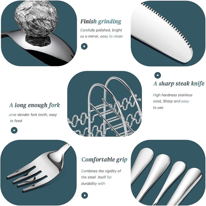 Набор столовых приборов на 6 человек, 24 предмета, серебристые peinat