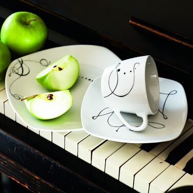 Серія Шансон, комбінований сервіз 30 предметів, порцеляновий набір посуду, на 6 персон, білий