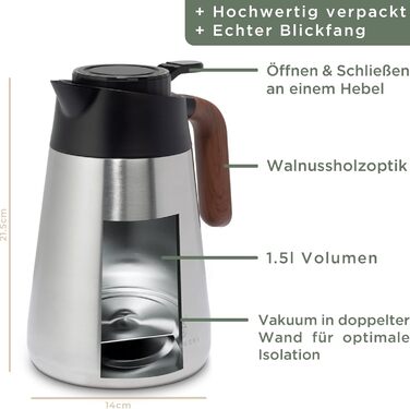 Термос-кавник 1,5 л, нержавіюча сталь WALDWERK