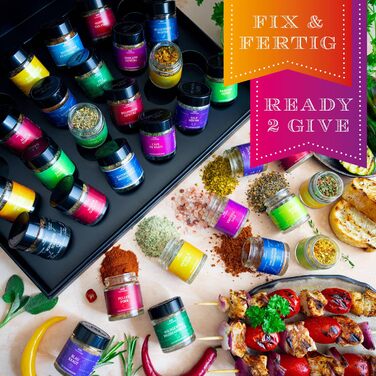 Класичний набір спецій Hallingers - 1 - Подарунковий набір спецій ручної роботи, 12 спецій з усього світу (Набір) - Літній подарунок та ідеальний подарунок для барбекю Подарунок для нової домівки &quotВітання та дружба&quot Класичні спеції., 12 спецій (73