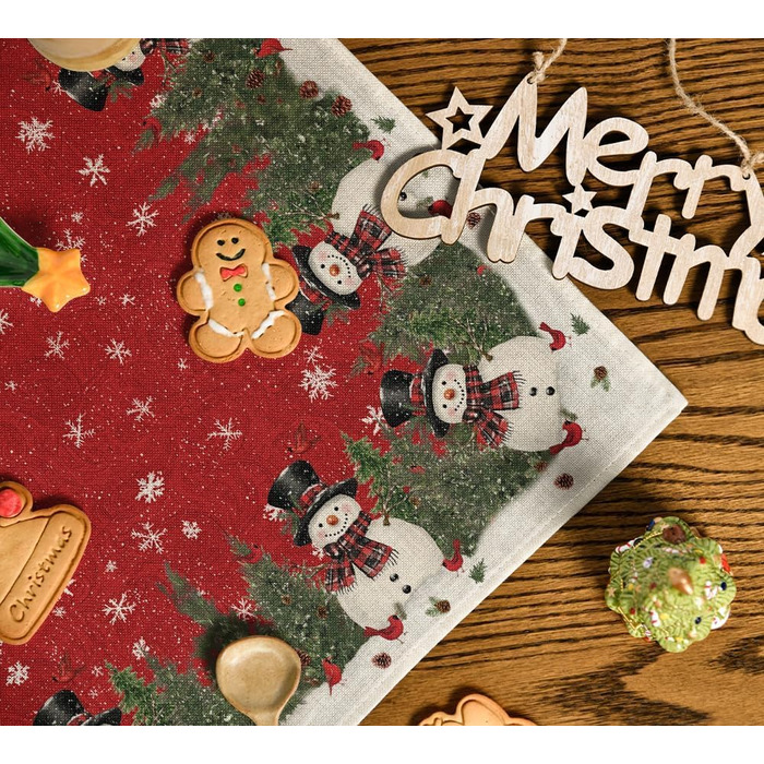 Модна червона різдвяна скатертина у формі сніговиків 100 x 100 см, червона Artoid Mode