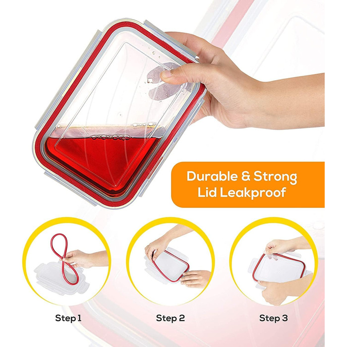 Банки для зберігання з кришками (9 контейнерів, 9 кришок) Контейнери для зберігання продуктів для кухні, кухонний органайзер без бісфенолу А (12 упаковок, червоний), 18