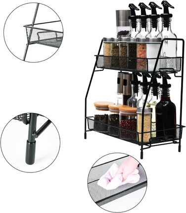 Квадратна стійка для спецій Miorkly з 20 круглими банками для спецій, карусель для спецій з нержавіючої сталі, що обертається на 360, органайзер для спецій, підставка для спецій, що стоїть, банки для спецій із вставкою, що розповсюджується, банка для спец