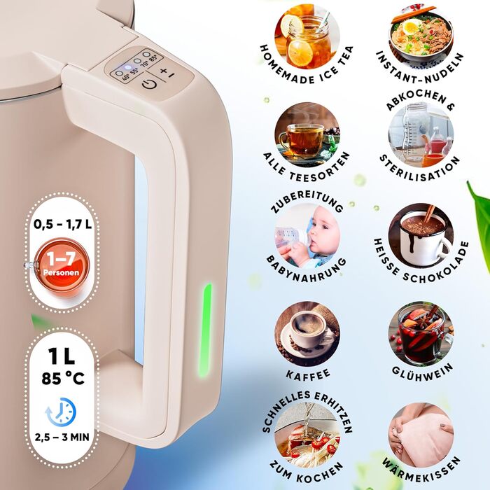 Чайник з регулюванням температури 1,7 з нержавіючої сталі 2200 Вт Stillstern