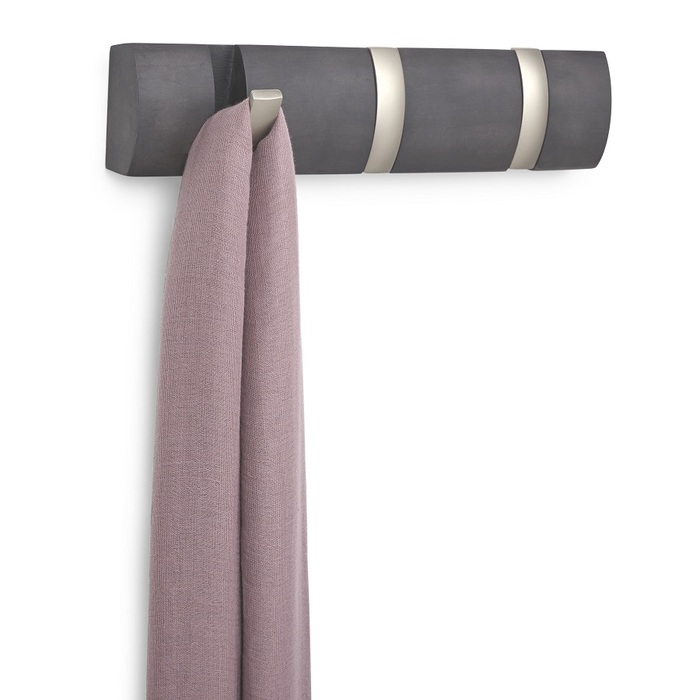 Вешалка настенная горизонтальная flip 3 крючка дерево/никель Umbra