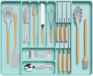 Органайзер для столових приладів 60 х 40 х 4,6 см бірюзовий Lifewit