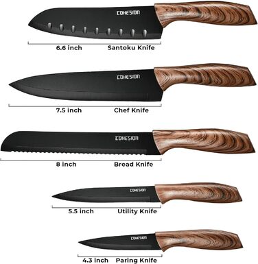 Дюймов Santoku Knife Кухонный нож Острый нож для мяса Профессионально выкованный из импортной высокоуглеродистой нержавеющей стали с красивым магнитным держателем для ножей - Метеориты (набор ножей из 5 предметов), 7