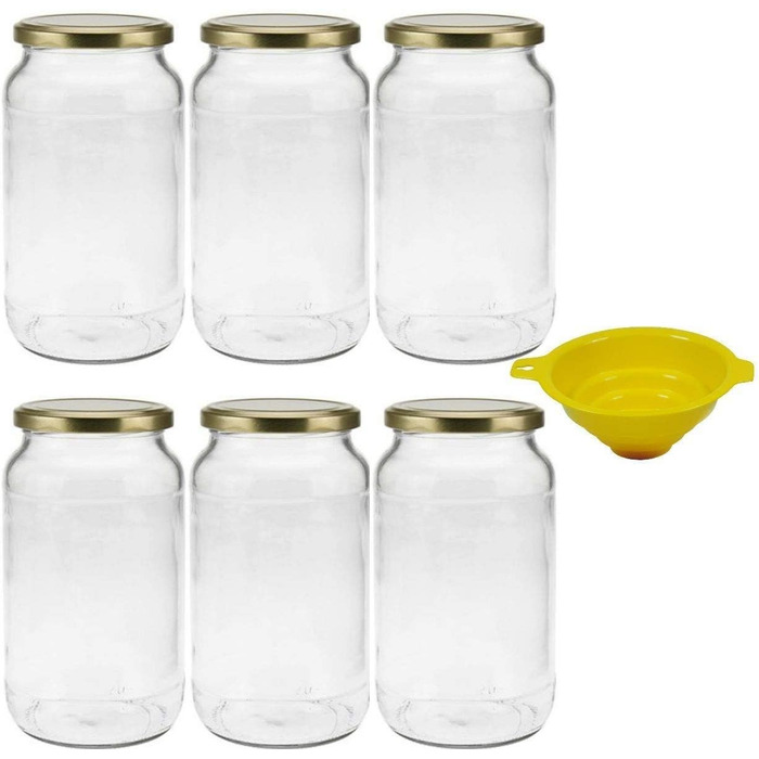 Банка 1 л с завинчивающейся крышкой серебристая, (золото), 6 шт mikken