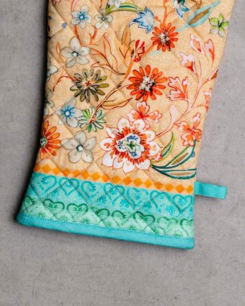 Рукавички для духовки Maison d&39 Hermine, Прихватки для каструль, 100 бавовна, термостійкі кухонні рукавички, рукавички для духовки (19 x 33 см) та прихватки для каструль (20 x 20 см) для приготування їжі, Morzine - Рукавички для духовки (19 x 33 см) та 