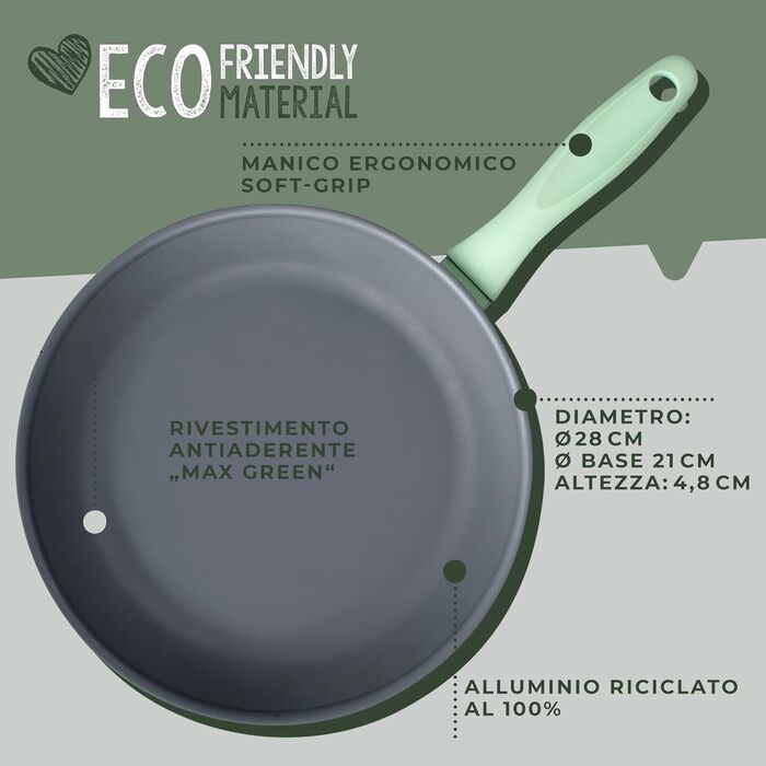 Сковорода 28 см, зеленая Ecolution Fackelmann
