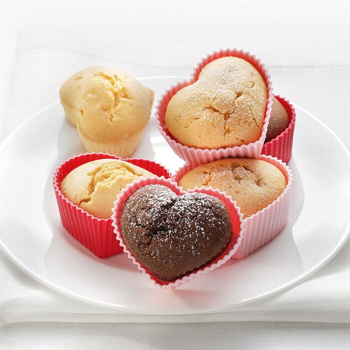 Набір форм для випічки у вигляді сердечок, 4 предмета, 12 x 14 x 3,5 см, рожевий / червоний, RBV Birkmann