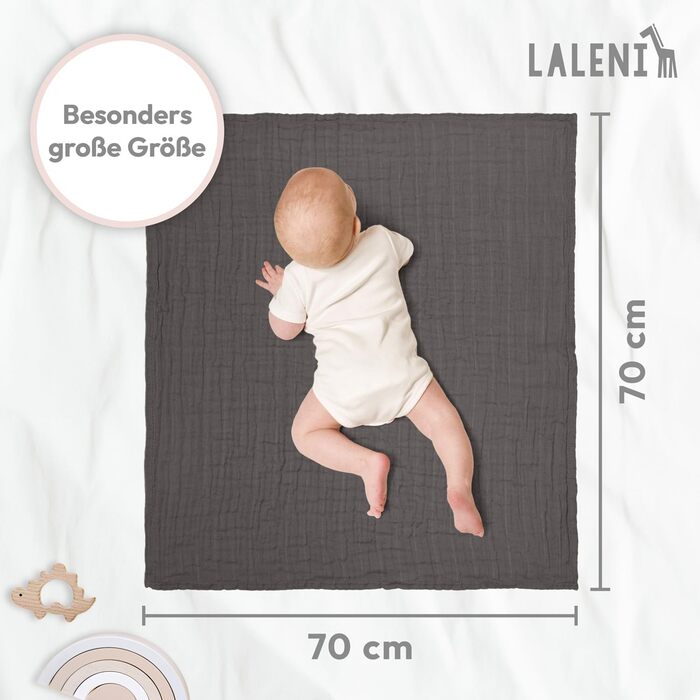 Серветки для відрижки в наборі з 10 шт. з чистої бавовни - Нетоксичні муслінові серветки 70x70 - Абсорбуючі муслінові серветки - Муслінова тканина як мусліновий підгузок, який можна прати - Бежевий (Антрацит, 20 шт. )