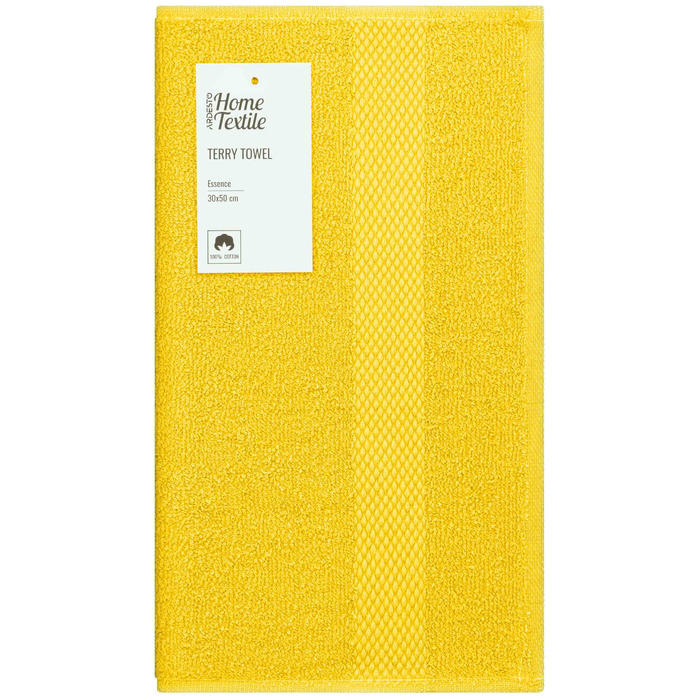 Рушник махровий Ardesto Essence 30х50см, 100% бавовна, жовтий