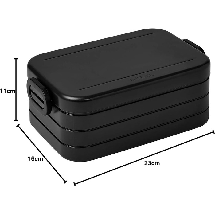 Ланч-бокс с бенто-боксом - на 4 бутерброда или 8 ломтиков хлеба - Ланч-бокс для небольших закусок и остатков еды - Ланч-бокс для взрослых - Коробка с отделениями - (Old Nordic Black, Bento Lunchbox midi TAB)