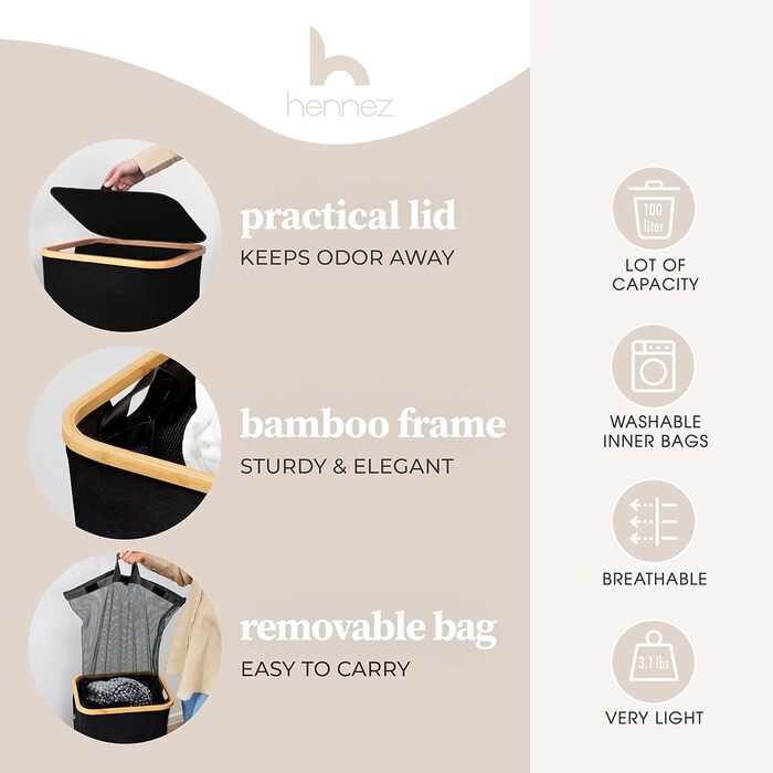 Кошик для білизни з кришкою 2 відділення вузький сірий мішок для білизни - сортувальник білизни ящик для білизни контейнер для білизни збірник для білизни комод для білизни кошик для білизни колектор темно-сірий (100 л, 100 л чорний)