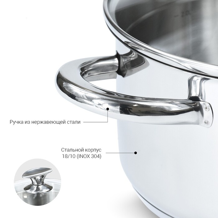 Каструля зі скляною кришкою  18 см 2,2 л ELEGANCE Fissman