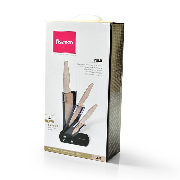 Набір ножів Fissman YUMI 4 предмета з підставкою (2613)