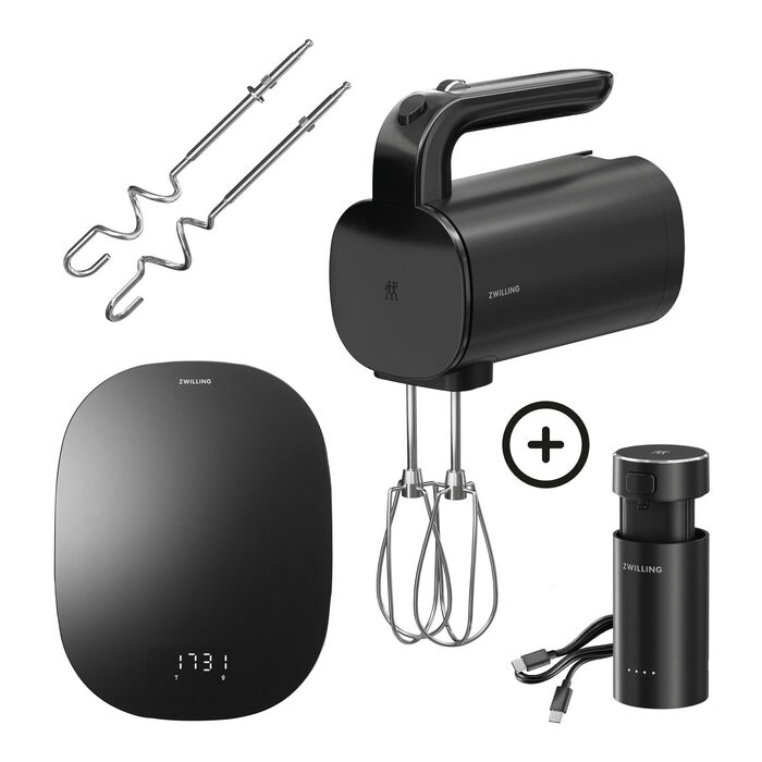 Беспроводной ручной миксер с цифровыми кухонными весами, набор из 4 предметов, черный Zwilling