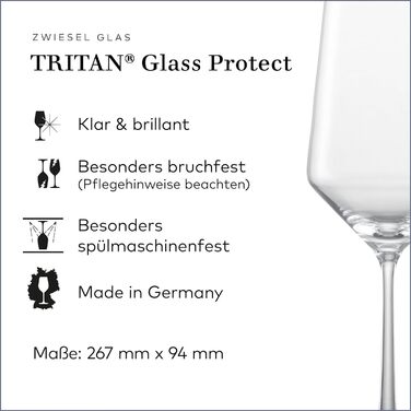 Бокал для белого вина Zwiesel Glas Sauvignon Blanc Pure (набор из 2 шт.), изящные бокалы для белого вина, бокалы для хрусталя Tritan, пригодные для мытья в посудомоечной машине, сделано в Германии (арт. No 122314) (бокал для красного вина Bordeaux (2 шт.)