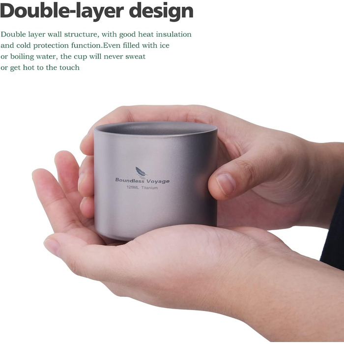 Титановий кухоль двошаровий ізольований 125 мл iBasingo