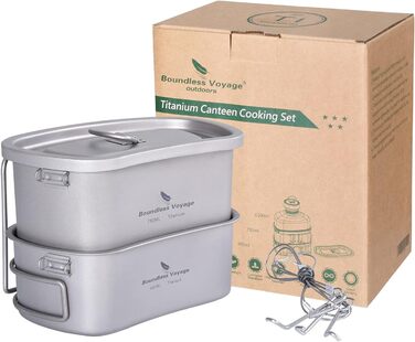 Титанова їдальня Кемпінговий посуд Кружка Військова пляшка для води Набір чашок для їдальні на відкритому повітрі Надлегкий набір для приготування їжі Столовий посуд Нирковий чайник Пляшка для води 1100 мл 750 мл 400 мл (Ti2048C-750 мл 400 мл Набір чашок)