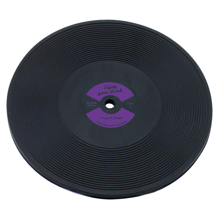 D005P Костер 'LP Disk' d 100 мм, колір чорний з фіолетовою вставкою, каучук