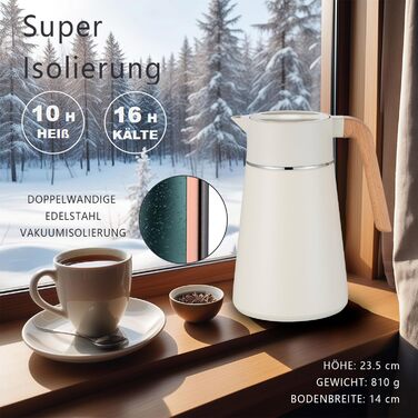 Термоглечик з чайним фільтром 1,5 л, кремовий VETIN