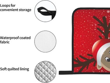 Рождественский набор из 2 прихваток и 2 перчаток для духовки, 4 предмета, красный AAPIKA