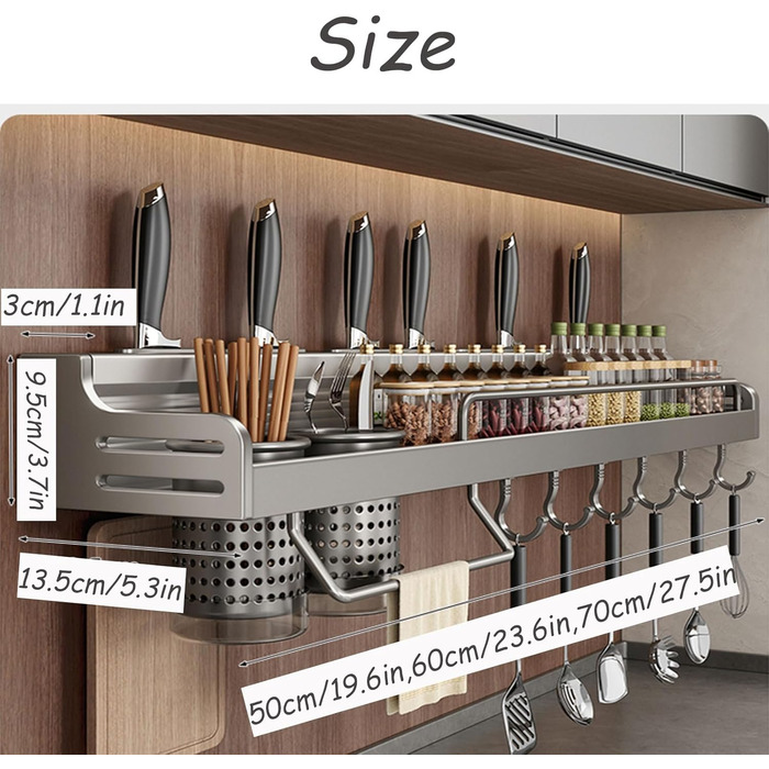Настінний органайзер для кухонного приладдя 60 см Dxcaicc