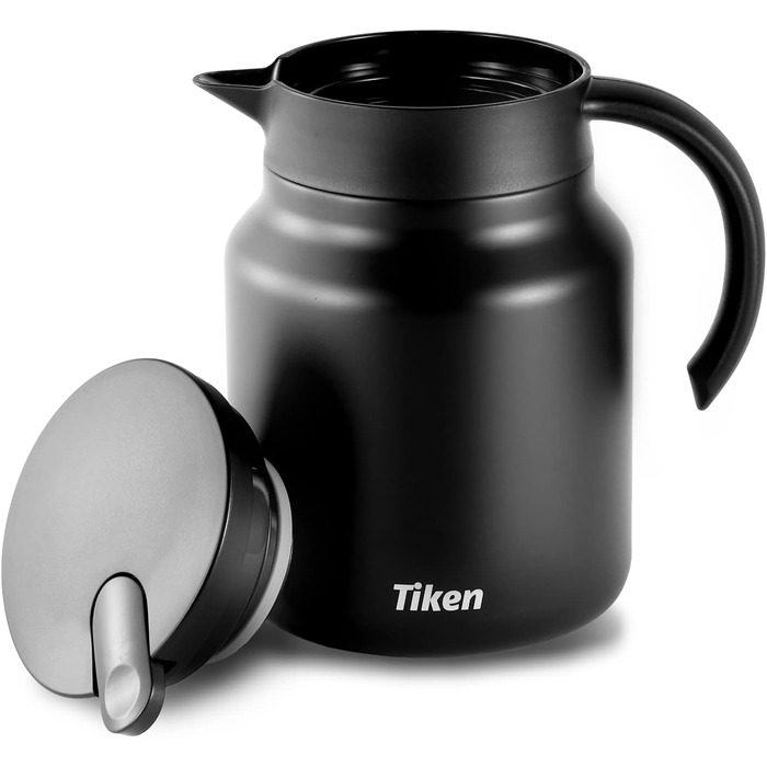 Термоглечик для кави 1 л з нержавіючої сталі, матовий чорний Tiken